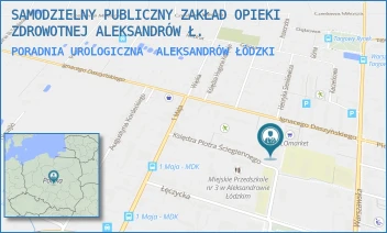 PORADNIA UROLOGICZNA - SAMODZIELNY PUBLICZNY ZAKŁAD OPIEKI ZDROWOTNEJ ALEKSANDRÓW Ł. - UL. MARII SKŁODOWSKIEJ - CURIE 1,  ALEKSANDRÓW ŁÓDZKI