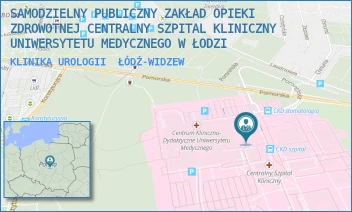 KLINIKA UROLOGII - SAMODZIELNY PUBLICZNY ZAKŁAD OPIEKI ZDROWOTNEJ CENTRALNY SZPITAL KLINICZNY UNIWERSYTETU MEDYCZNEGO W ŁODZI - UL. POMORSKA 251,  ŁÓDŹ-WIDZEW