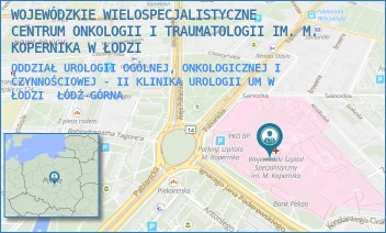 ODDZIAŁ UROLOGII OGÓLNEJ, ONKOLOGICZNEJ I CZYNNOŚCIOWEJ - II KLINIKA UROLOGII UM W ŁODZI - WOJEWÓDZKIE WIELOSPECJALISTYCZNE CENTRUM ONKOLOGII I TRAUMATOLOGII IM. M. KOPERNIKA W ŁODZI - UL. PABIANICKA 62,  ŁÓDŹ-GÓRNA