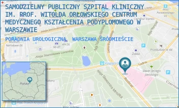 PORADNIA UROLOGICZNA - SAMODZIELNY PUBLICZNY SZPITAL KLINICZNY IM. PROF. WITOLDA ORŁOWSKIEGO CENTRUM MEDYCZNEGO KSZTAŁCENIA PODYPLOMOWEGO W WARSZAWIE - CZERNIAKOWSKA 231,  WARSZAWA ŚRÓDMIEŚCIE