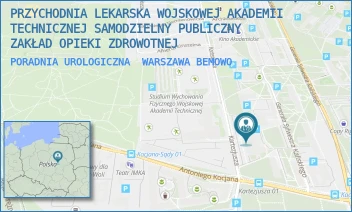 PORADNIA UROLOGICZNA - PRZYCHODNIA LEKARSKA WOJSKOWEJ AKADEMII TECHNICZNEJ SAMODZIELNY PUBLICZNY ZAKŁAD OPIEKI ZDROWOTNEJ - KARTEZJUSZA 2,  WARSZAWA BEMOWO