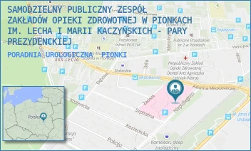 PORADNIA UROLOGICZNA - SAMODZIELNY PUBLICZNY ZESPÓŁ ZAKŁADÓW OPIEKI ZDROWOTNEJ W PIONKACH IM. LECHA I MARII KACZYŃSKICH - PARY PREZYDENCKIEJ - NIEPODLEGŁOŚCI 1,  PIONKI