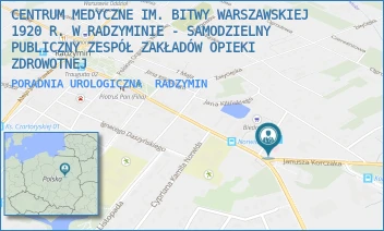 PORADNIA UROLOGICZNA - CENTRUM MEDYCZNE IM. BITWY WARSZAWSKIEJ 1920 R. W RADZYMINIE - SAMODZIELNY PUBLICZNY ZESPÓŁ ZAKŁADÓW OPIEKI ZDROWOTNEJ - KONSTYTUCJI 3 MAJA 17,  RADZYMIN