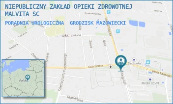 PORADNIA UROLOGICZNA - NIEPUBLICZNY ZAKŁAD OPIEKI ZDROWOTNEJ MALVITA TUSZYŃSKI I WSPÓLNICY SPÓŁKA JAWNA - TRAUGUTTA 30,  GRODZISK MAZOWIECKI