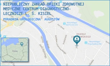 PORADNIA UROLOGICZNA - NIEPUBLICZNY ZAKŁAD OPIEKI ZDROWOTNEJ MEDYCZNE CENTRUM DIAGNOSTYCZNO- LECZNICZE L. S. KISIEL - JAĆWIESKA 18,  AUGUSTÓW