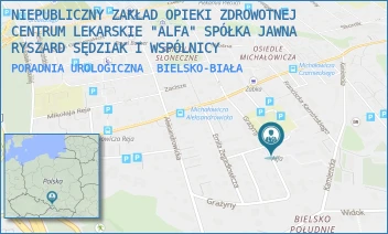 PORADNIA UROLOGICZNA - NIEPUBLICZNY ZAKŁAD OPIEKI ZDROWOTNEJ CENTRUM LEKARSKIE "ALFA" SPÓŁKA JAWNA RYSZARD SĘDZIAK I WSPÓLNICY - UL. GRAŻYNY 9,  BIELSKO-BIAŁA