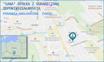PORADNIA UROLOGICZNA - "SANA" SPÓŁKA Z OGRANICZONĄ ODPOWIEDZIALNOŚCIĄ - UL. OŚ MŁODYCH 1,  ŻYWIEC