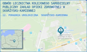 12. PORADNIA UROLOGICZNA - OBWÓD LECZNICTWA KOLEJOWEGO SAMODZIELNY PUBLICZNY ZAKŁAD OPIEKI ZDROWOTNEJ W SKARŻYSKU-KAMIENNEJ - SOKOLA 50,  SKARŻYSKO-KAMIENNA