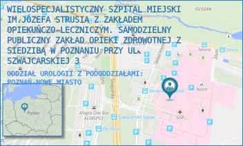 ODDZIAŁ UROLOGII Z PODODDZIAŁAMI: - WIELOSPECJALISTYCZNY SZPITAL MIEJSKI IM.JÓZEFA STRUSIA Z ZAKŁADEM OPIEKUŃCZO-LECZNICZYM. SAMODZIELNY PUBLICZNY ZAKŁAD OPIEKI ZDROWOTNEJ Z SIEDZIBĄ W POZNANIU PRZY UL. SZWAJCARSKIEJ 3 - SZWAJCARSKA 3,  POZNAŃ-NOWE MIASTO
